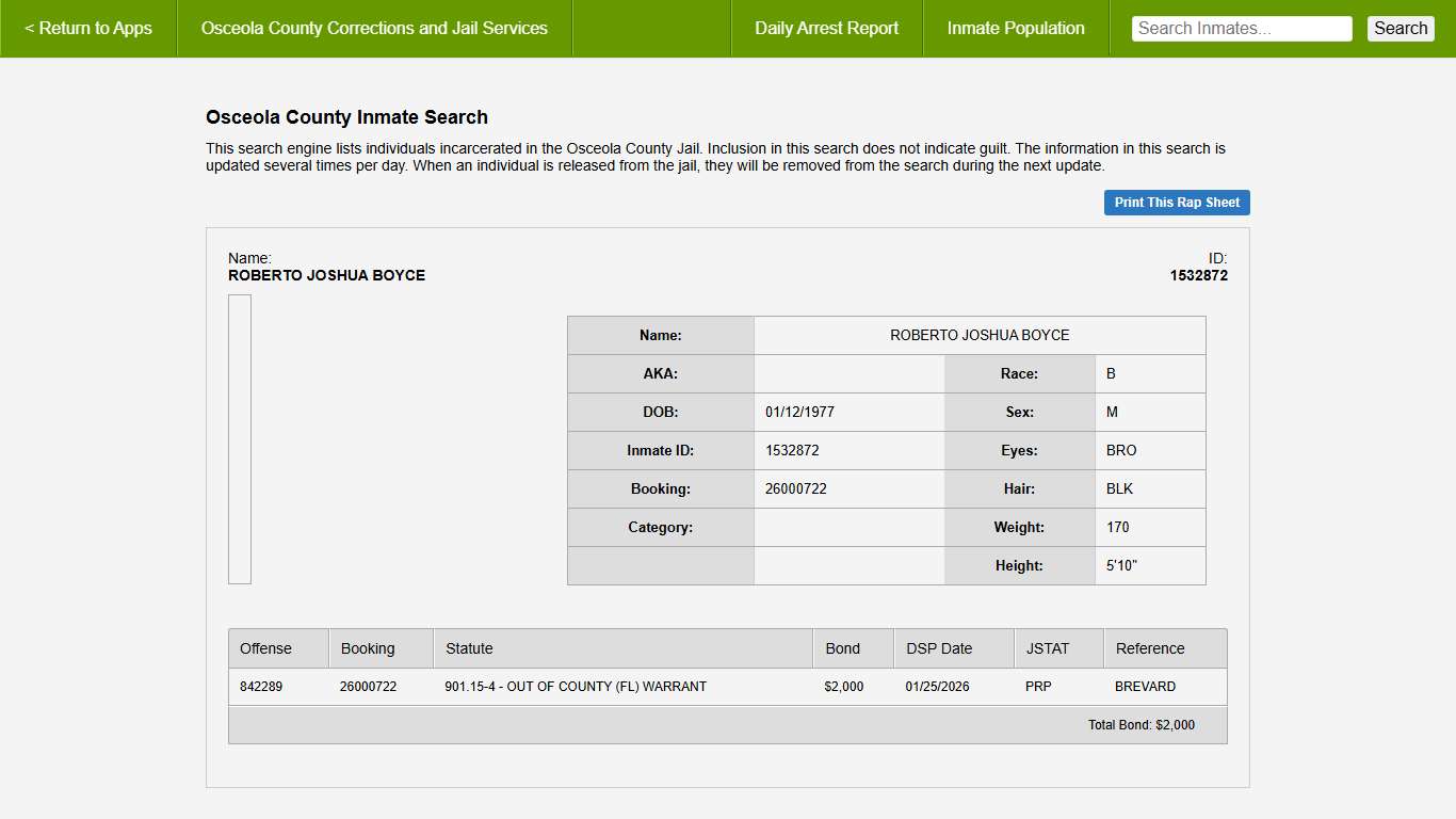 Osceola County Corrections Details